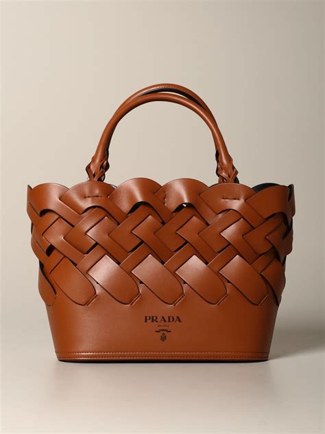 prada borsa tote cuoio manici grigi|Borse Shopping e Tote bag da Donna .